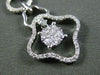 ESTATE .47CT DIAMOND 18K WHITE GOLD 3D CLUSTER 4 LEAF ELONGATED FLOATING PENDANT