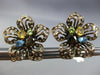 ESTATE 3.45CT DIAMOND & MULTI GEM 14K WHITE & BLACK GOLD FLOWER CLIP ON EARRINGS