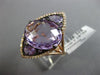 ESTATE LARGE 10.83CT DIAMOND & AAA PINK AMETHYST 14KT WHITE GOLD 3D FLOWER RING