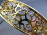 ESTATE WIDE .65CT DIAMOND 14K YELLOW GOLD 3D FILIGREE GRADUATING BANGLE BRACELET