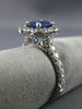 ESTATE LARGE 2.17CT DIAMOND & AAA SAPPHIRE 18KT WHITE GOLD HALO ENGAGEMENT RING