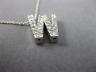 .38CT ROUND DIAMOND 14KT WHITE GOLD CLASSIC "W" INITIAL FLOATING PENDANT #18317
