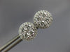 ESTATE LARGE .92CT DIAMOND 18KT WHITE GOLD 9mm CLUSTER ROUND HALO STUD EARRINGS