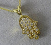 ESTATE .22CT DIAMOND 14KT YELLOW GOLD CHAMSA HAND OF GOD FLOATING PENDANT #24835