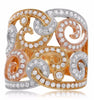 ESTATE LARGE 1.17CT DIAMOND 14K TRI COLOR GOLD 3D OPEN FILIGREE ANNIVERSARY RING