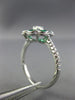 ESTATE 1.14CT DIAMOND & AAA EMERALD 18KT WHITE GOLD 3D FLOWER MILGRAIN LOVE RING