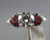 ESTATE 1.46CT DIAMOND & AAA RUBY 14KT WHITE GOLD 3D HEART SHAPE ENGAGEMENT RING