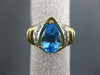 ESTATE WIDE 1.65CT DIAMOND & LONDON BLUE TOPAZ 14KT TWO TONE GOLD PEAR RING 1501