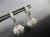ESTATE 1.52CT DIAMOND 18KT WHITE GOLD 3D SOCCER BALL HANGING FUN EARRINGS