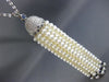 ESTATE LARGE .89CT DIAMOND AAA PEARL & SAPPHIRE 18KT WHITE GOLD TASSLE NECKLACE