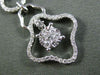 ESTATE .47CT DIAMOND 18K WHITE GOLD 3D CLUSTER 4 LEAF ELONGATED FLOATING PENDANT