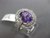 ESTATE 2.70CT DIAMOND & AAA AMETHYST 14K WHITE GOLD DOUBLE HALO ENGAGEMENT RING