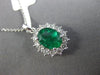 ESTATE LARGE 2.36CT DIAMOND & AAA EMERALD 18KT WHITE GOLD 3D OVAL HALO PENDANT