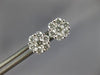 ESTATE .94CT DIAMOND 18KT WHITE GOLD 3D 8mm CLASSIC CLUSTER FLOWER STUD EARRINGS