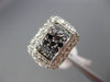 ESTATE WIDE 1CT WHITE & BLACK DIAMOND 14K WHITE GOLD 3D SQUARE HEART LOVE RING