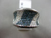 ESTATE LARGE 1.62CT WHITE BLUE DIAMOND 14K WHITE GOLD MULTI ROW CONCAVE FUN RING