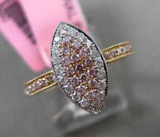 ESTATE .42CT WHITE & PINK DIAMOND 18K WHITE & ROSE GOLD 3D MARQUISE CLASSIC RING