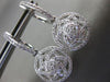 ESTATE LARGE .7CT DIAMOND 14K WHITE GOLD CIRCULAR FLOWER HUGGIE HANGING EARRINGS