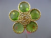 ESTATE LARGE 10.0CT AAA EXTRA FACET PERIDOT 14KT YELLOW GOLD 3D FLOWER FUN RING