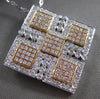 ESTATE LARGE 1.76CT DIAMOND 18KT GOLD 3D SQUARE ETOILE CHECKERED PENDANT CHAIN