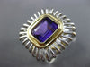 ESTATE LARGE 2.50CT AAA AMETHYST 14K WHITE & YELLOW GOLD 3D FILIGREE SQUARE RING