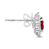 ESTATE 1.46CT DIAMOND & AAA RUBY 18KT WHITE GOLD CLASSIC OVAL HALO STUD EARRINGS