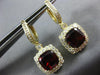 ESTATE LARGE 6.18CT DIAMOND & AAA GARNET 14KT YELLOW GOLD HALO HANGING EARRINGS