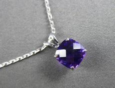 ESTATE 1.0CT AAA EXTRA FACET AMETHYST 14KT WHITE GOLD SQUARE PENDANT & CHAIN