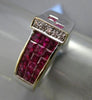 ESTATE WIDE 2.12CT DIAMOND & AAA PRINCESS CUT RUBY 18K WHITE GOLD 3D ETOILE RING