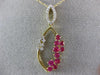 ESTATE .65CT DIAMOND & AAA RUBY 14K YELLOW GOLD 3D MARQUISE SHAPE FLOWER PENDANT