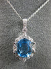 ESTATE 2.38CT DIAMOND & AAA BLUE TOPAZ 14KT WHITE GOLD FILIGREE FLOATING PENDANT