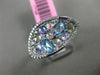 WIDE 2.83CT DIAMOND & GREEN AMETHYST & BLUE TOPAZ 14KT WHITE GOLD 3D CURVE RING