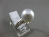 ESTATE .14CT DIAMOND 14KT WHITE GOLD AAA SOUTH SEA PEARL 3D PAVE SOLITAIRE RING