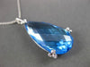 ANTIQUE LARGE 15.54CTW DIAMOND & AAA BLUE TOPAZ 14KT WHITE GOLD DROP PENDANT