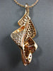 ESTATE LARGE 1.95CT WHITE & FANCY COLOR DIAMOND 18KT ROSE GOLD WAVE LEAF PENDANT