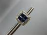 ESTATE LARGE 1.55CT DIAMOND & AAA SAPPHIRE 14K WHITE GOLD FILIGREE STUD EARRINGS