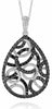 WHITE & BLACK DIAMOND 14KT WHITE GOLD CIRCLE OF LIFE LOVE TEAR DROP PENDANT