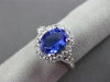 LARGE 1.70CT DIAMOND & TANZANITE 18K WHITE GOLD 3D HALO FILIGREE ENGAGEMENT RING