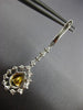 ESTATE 1.47CT WHITE & CHOCOLATE FANCY DIAMOND 18KT 2 TONE GOLD HANGING EARRINGS