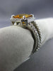 ESTATE LARGE 3.25CT DIAMOND & AAA CUSHION CITRINE 14KT WHITE GOLD 3D HALO RING