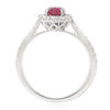 ESTATE 1.87CT DIAMOND & AAA RUBY 18KT WHITE GOLD FLOWER CLASSIC ENGAGEMENT RING