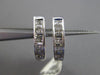 ESTATE .62CT PRINCESS & BAGUETTE DIAMOND 14K WHITE GOLD OVAL HUGGIE EARRINGS 3mm