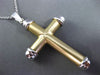 ESTATE LARGE 14KT WHITE & YELLOW GOLD 3D HANDCRAFTED SIMPLE CROSS PENDANT #24275