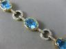 ESTATE WIDE & LONG 8.25CT DIAMOND & AAA BLUE TOPAZ 14K YELLOW GOLD OVAL BRACELET