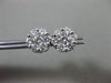 ESTATE LARGE 1.0CT DIAMOND 14KT WHITE GOLD CLASSIC CLUSTER FLOWER STUD EARRINGS