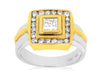 ESTATE .96CT DIAMOND 14KT WHITE & YELLOW GOLD 3D BEZEL CHANNEL ENGAGEMENT RING