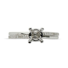 ESTATE .11CT DIAMOND 18KT WHITE GOLD TWO ROW 4 PRONG SEMI MOUNT ENGAGEMENT RING