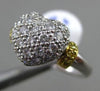 ESTATE .55CT DIAMOND PLATINUM & 18KT YELLOW GOLD 3D FILIGREE PAVE HEART RING