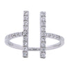 ESTATE .39CT ROUND DIAMOND 18K WHITE GOLD 3D CLASSIC DOUBLE BAR OPEN FUN RING