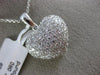 ESTATE LARGE 1.69CT DIAMOND 18KT WHITE GOLD 3D PUFF HEART PAVE FLOATING PENDANT